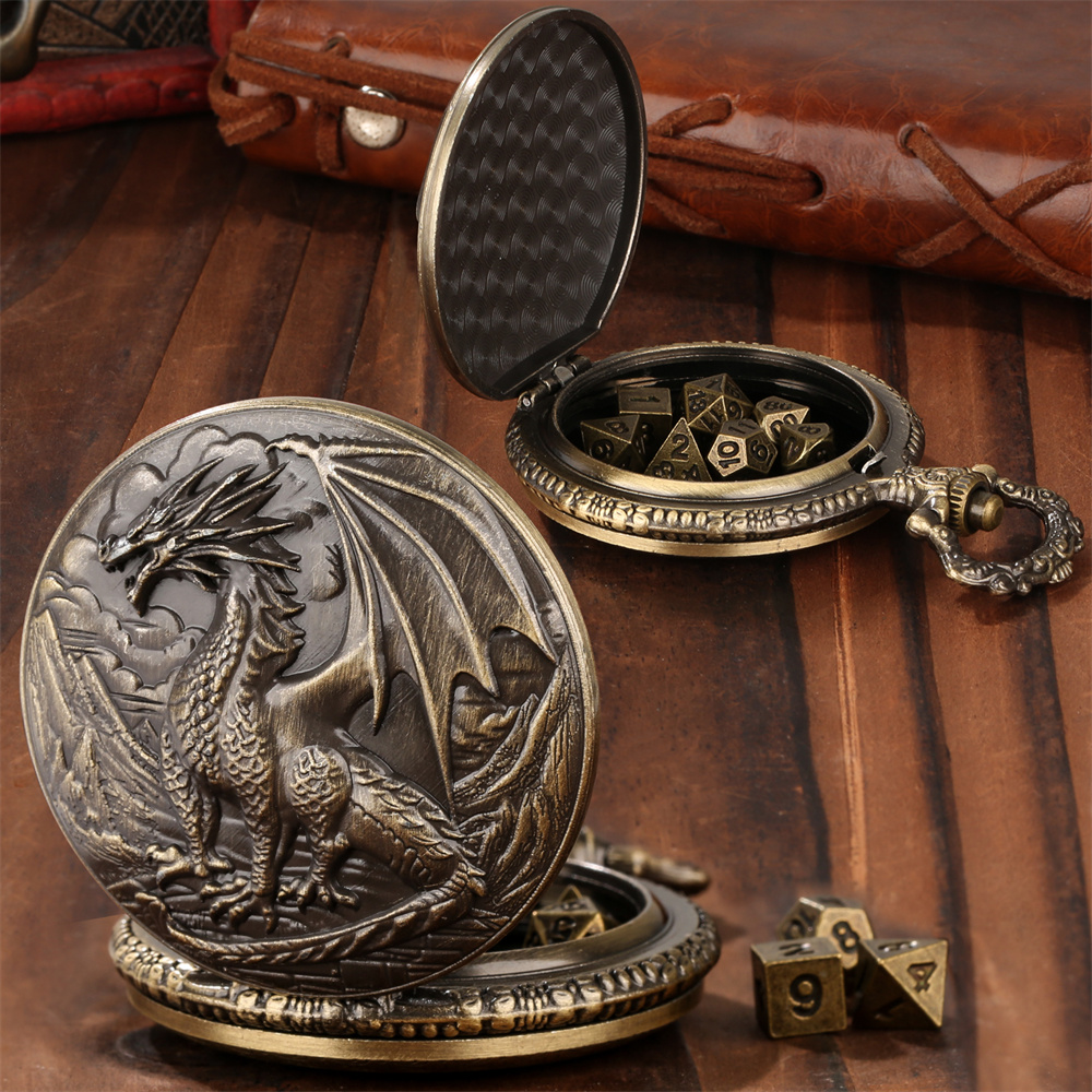 Vintage Alarm Clock - Vintage Metal Dragon Pocket Watch Case