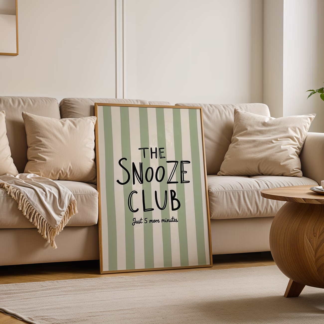 Home Decor Green - Modern,Retro Sleep Phrases Mint Green Stripe
