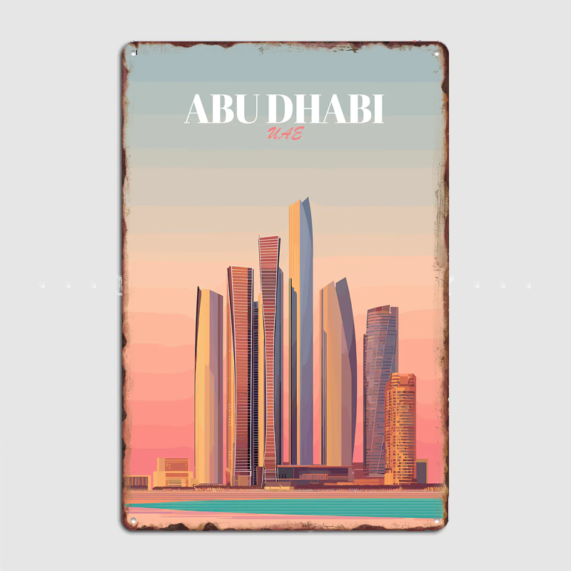 Home Decor Vector - Abu Dhabi Skyline Vector Poster Metal