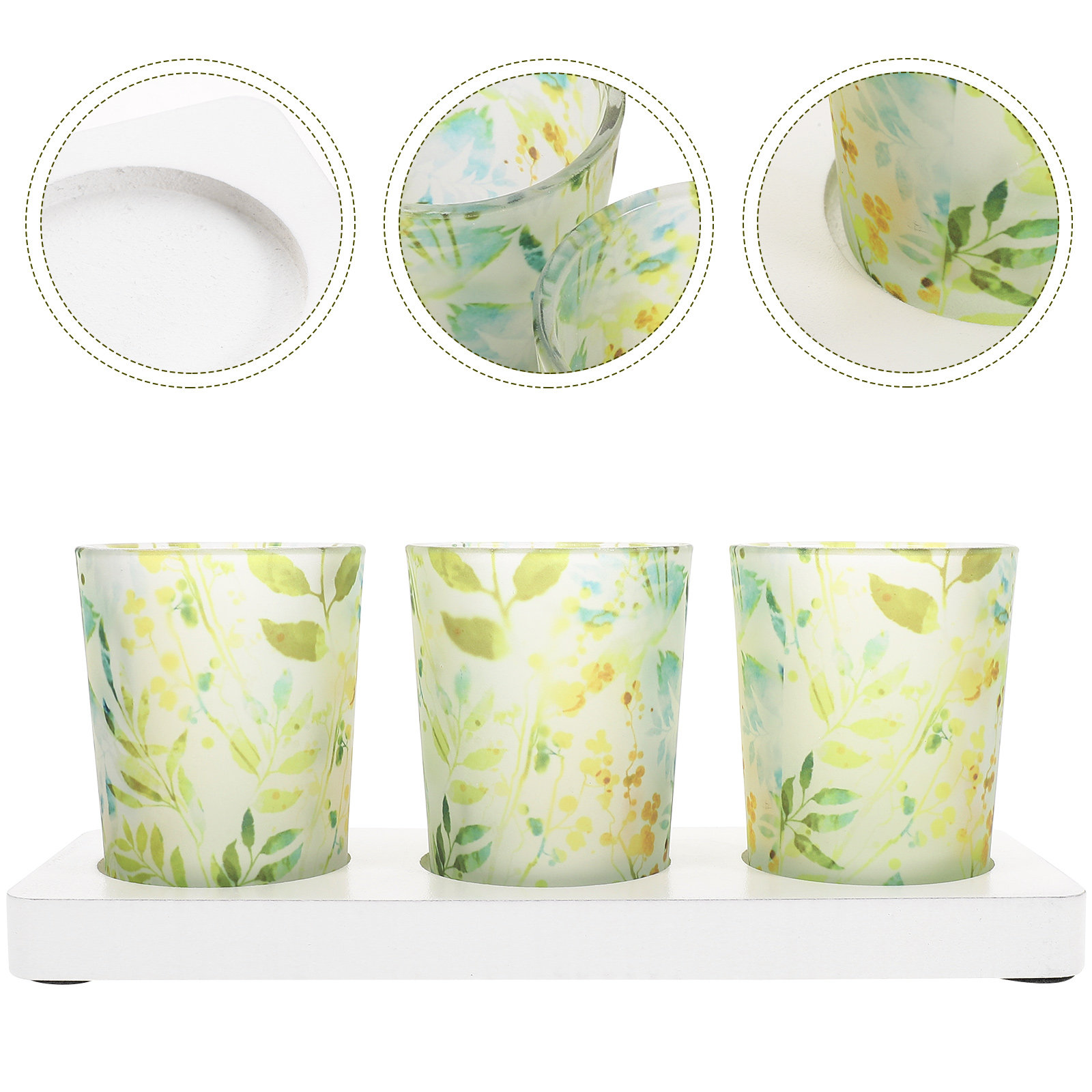 Home Decor Green - 3 Pcs C Holders Glass Scented