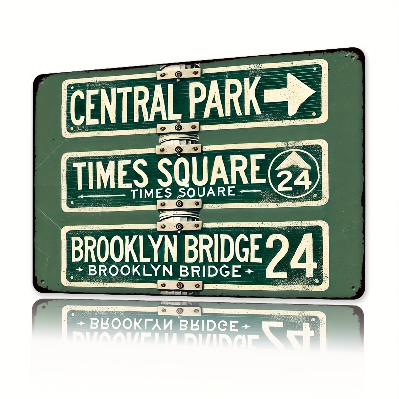 Home Decor Green - Vintage Central Park & Brooklyn Bridge