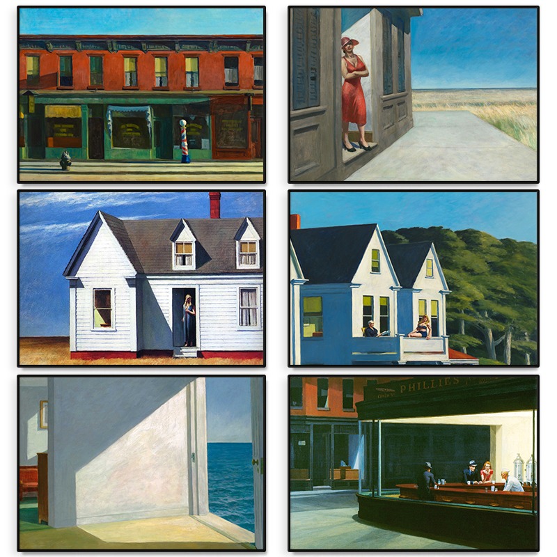 Home Decor Interior - Edward Hopper Famous Abstract Canvas Painting