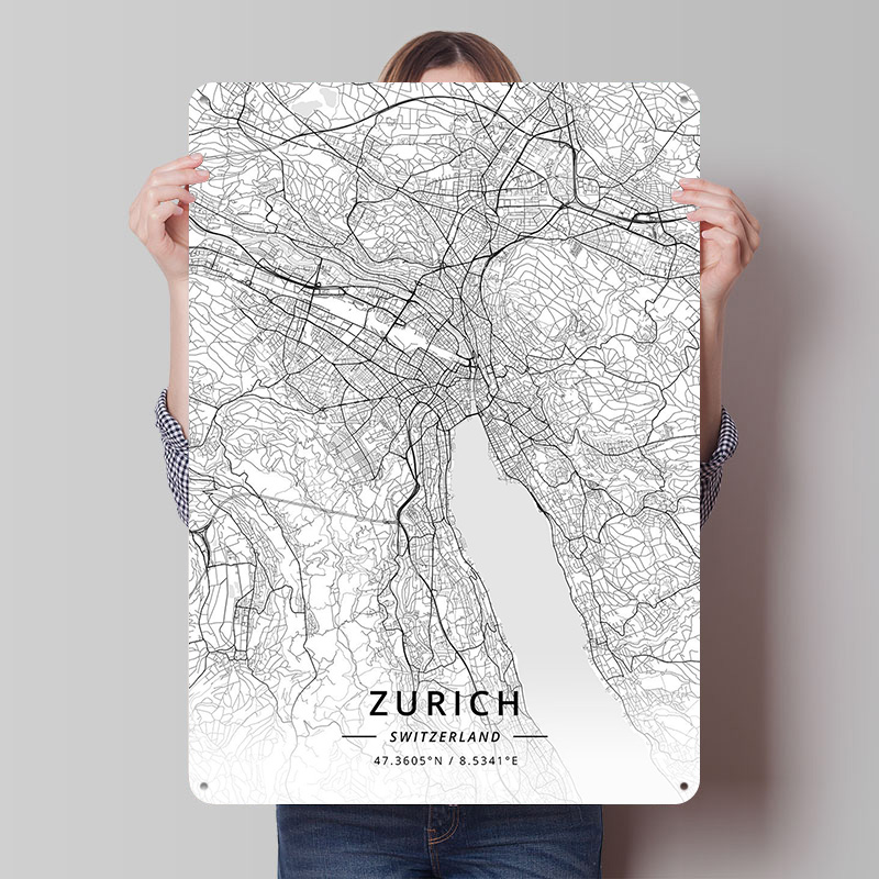 Home Decor Zurich - Zurich Switzerland Tin Sign Wall Art