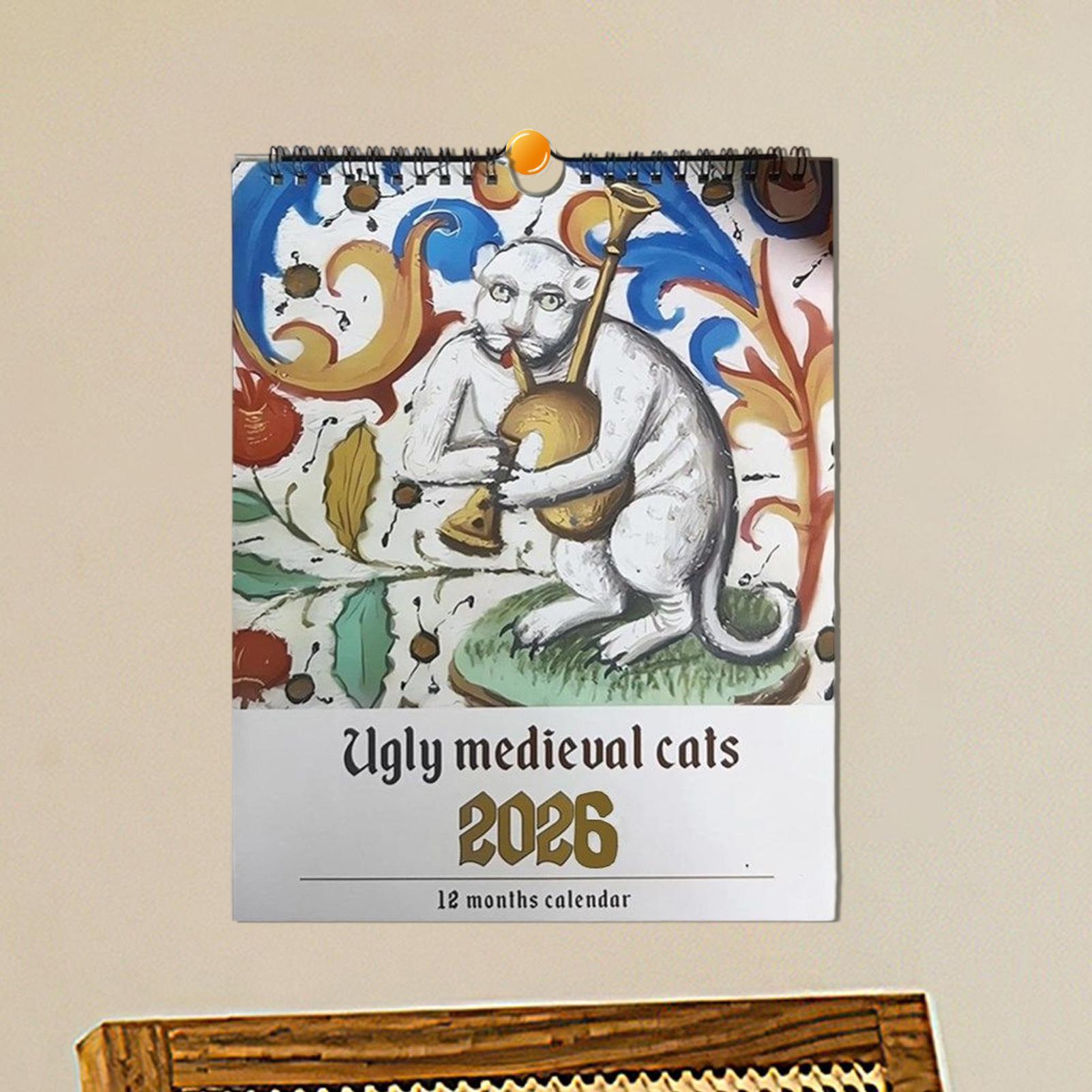 Home Decor Medieval - Medieval Cats Painting Wall Calendar 2026