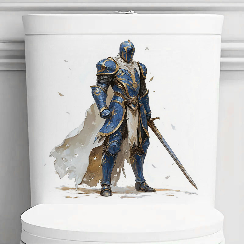 Home Decor Medieval - Medieval Knight Toilet Stickers, Bedroom Entryway