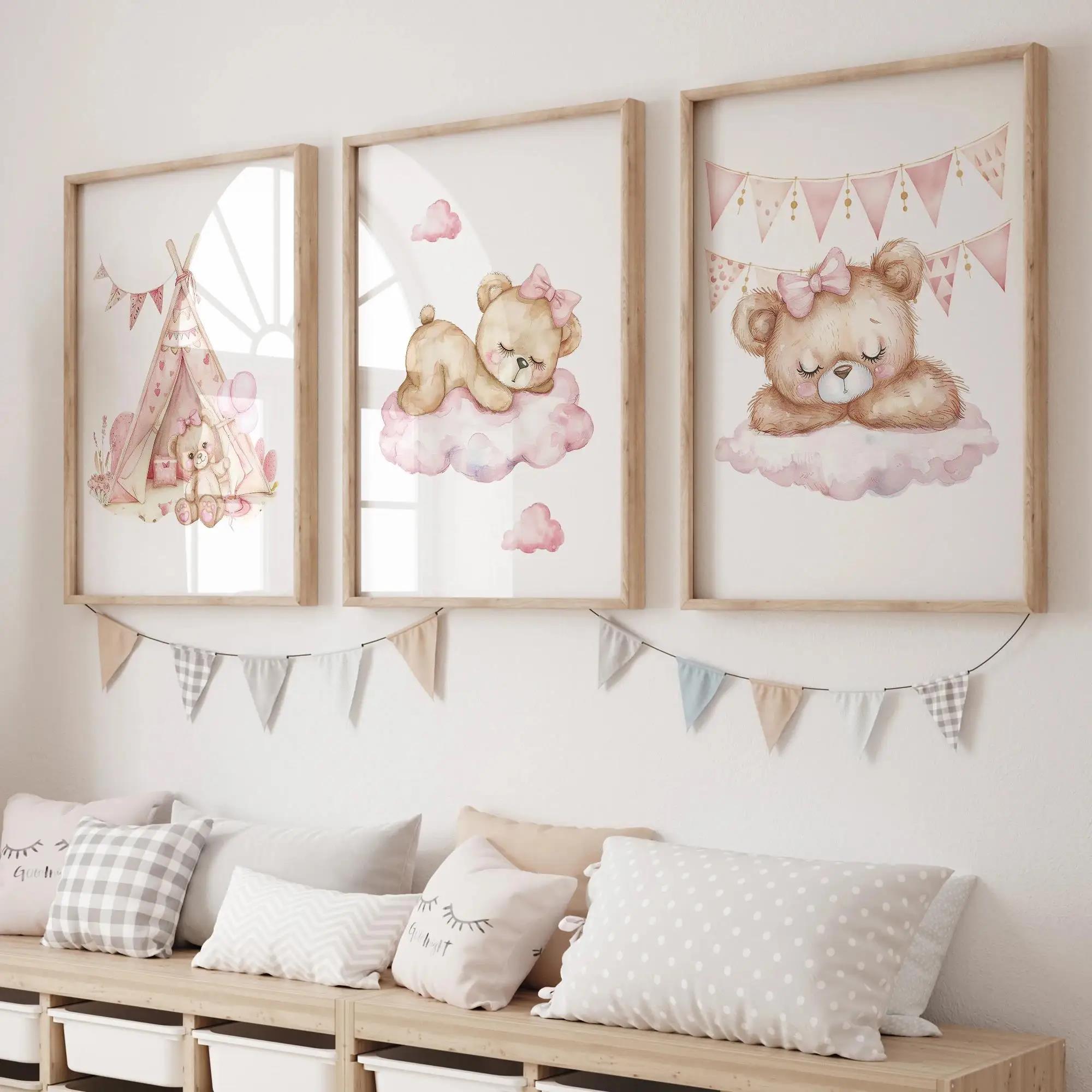 Home Decor Solution - Pink Dream Bear Carousel Tent Swing