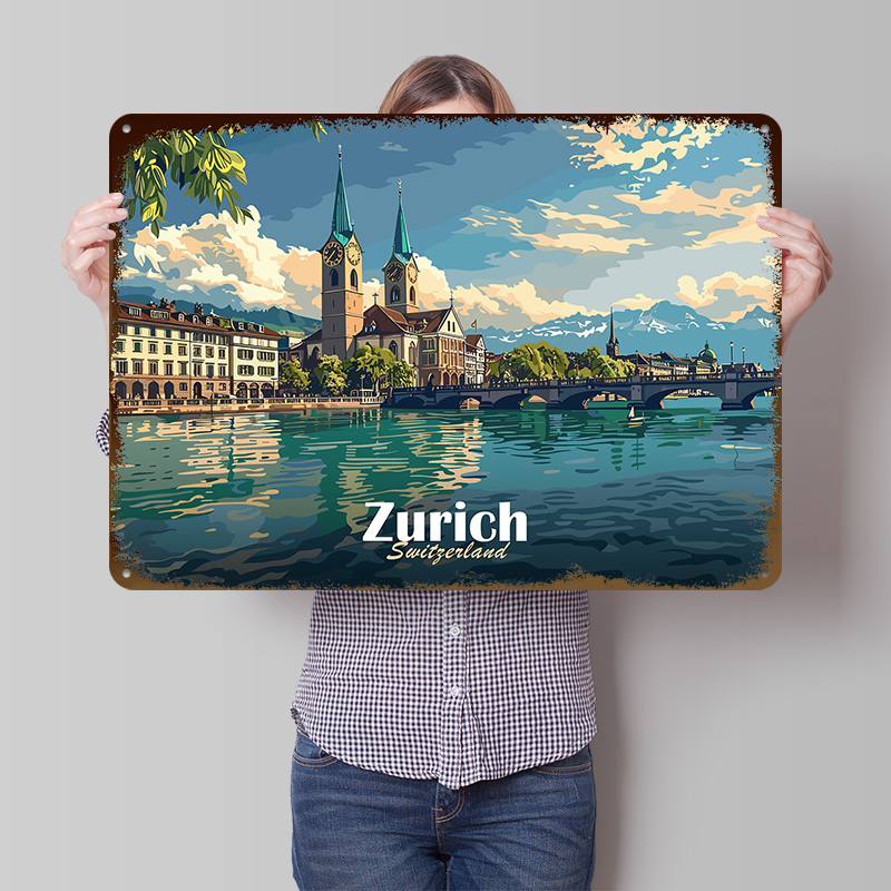 Home Decor Zurich - Zurich Cityscape Tinplate Poster Customized Wall