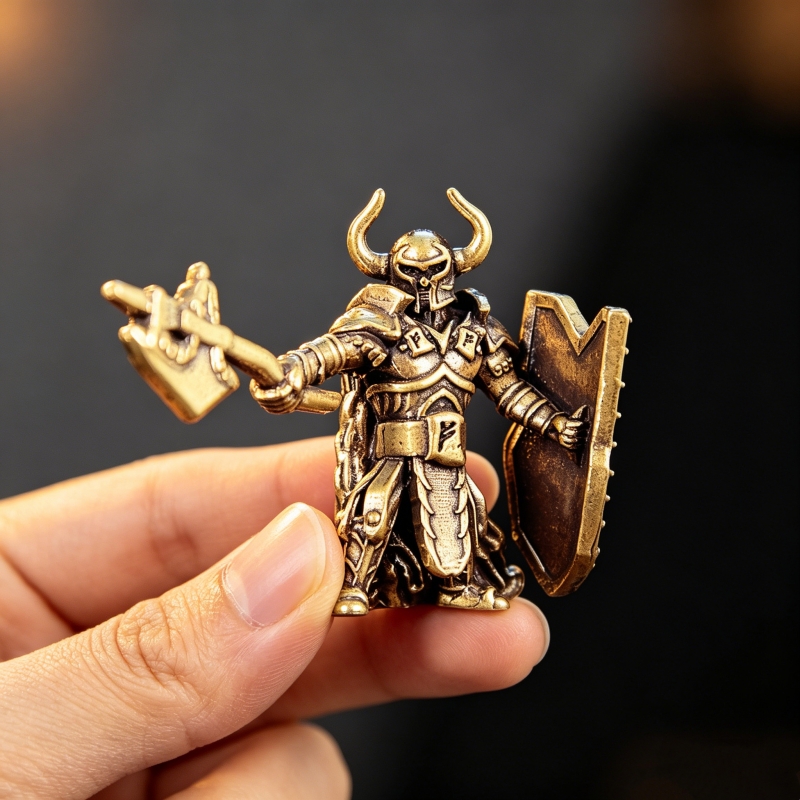 Home Decor Medieval - Brass Shield Warrior Figurine Medieval Knight