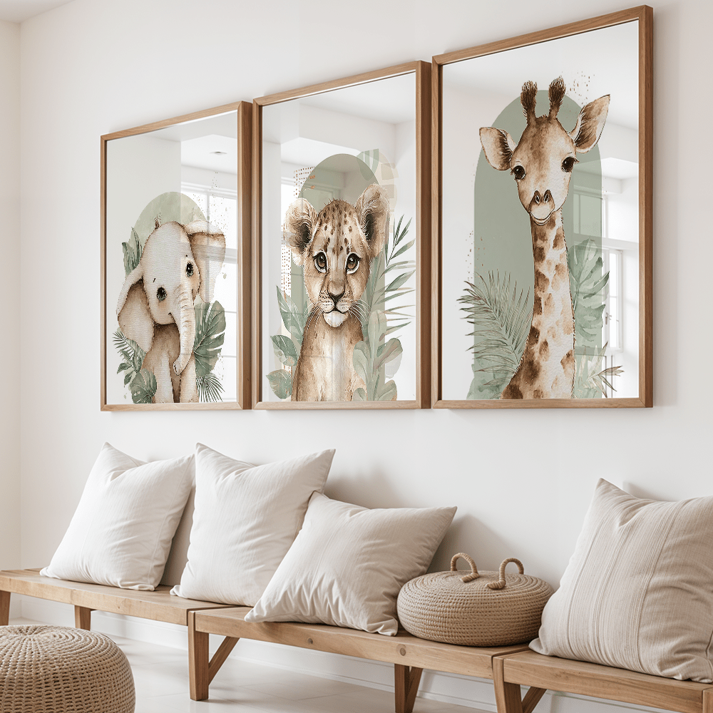 Home Decor Green - 3pcs/set Retro Elephant Lion and Giraffe