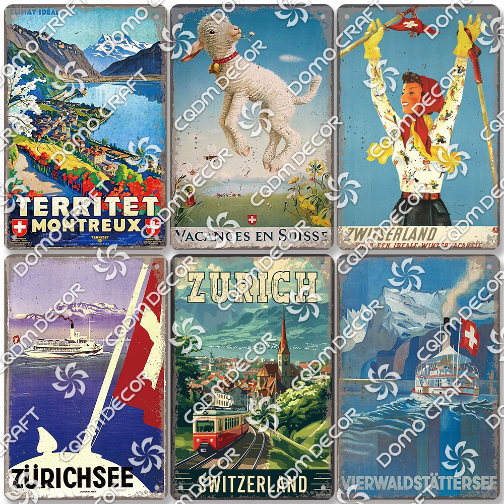 Home Decor Zurich - Switzerland Scenery Plaque Tin Sign Metal