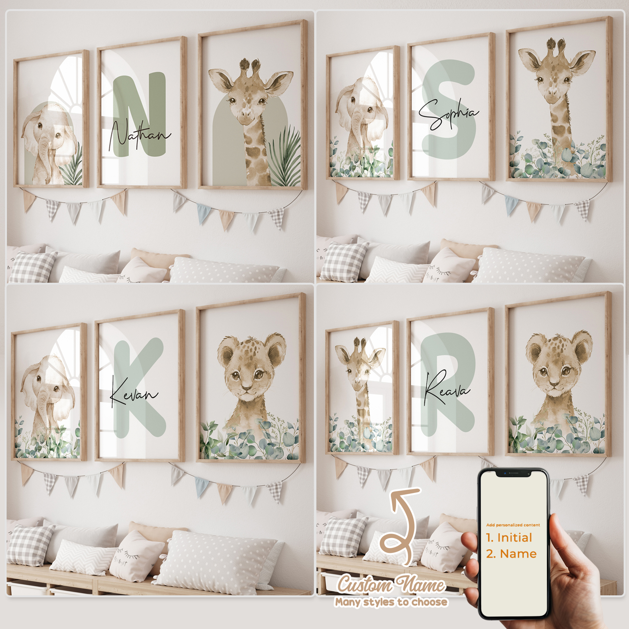 Home Decor Solution - 3pcs Personalized Custom Name Cartoon Forest