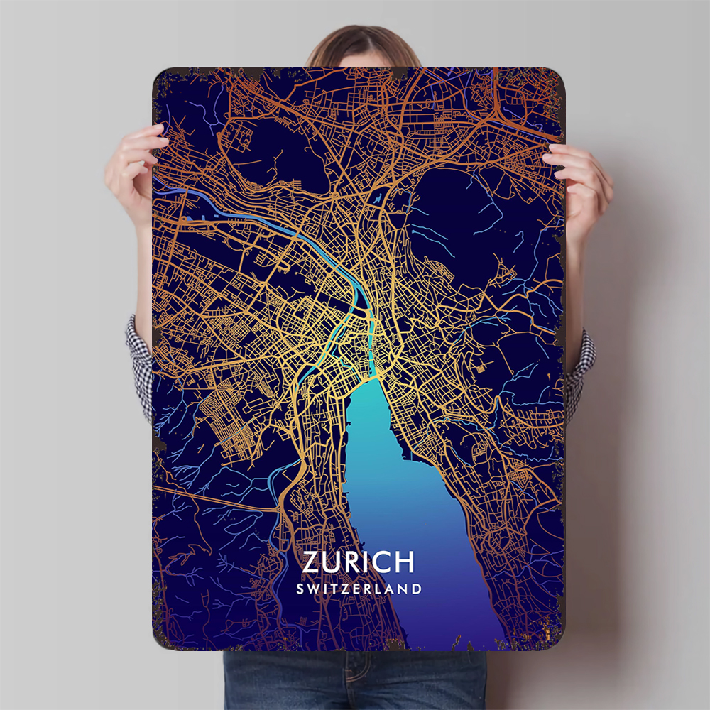 Home Decor Zurich - Zurich Switzerland City Map Metal Wall
