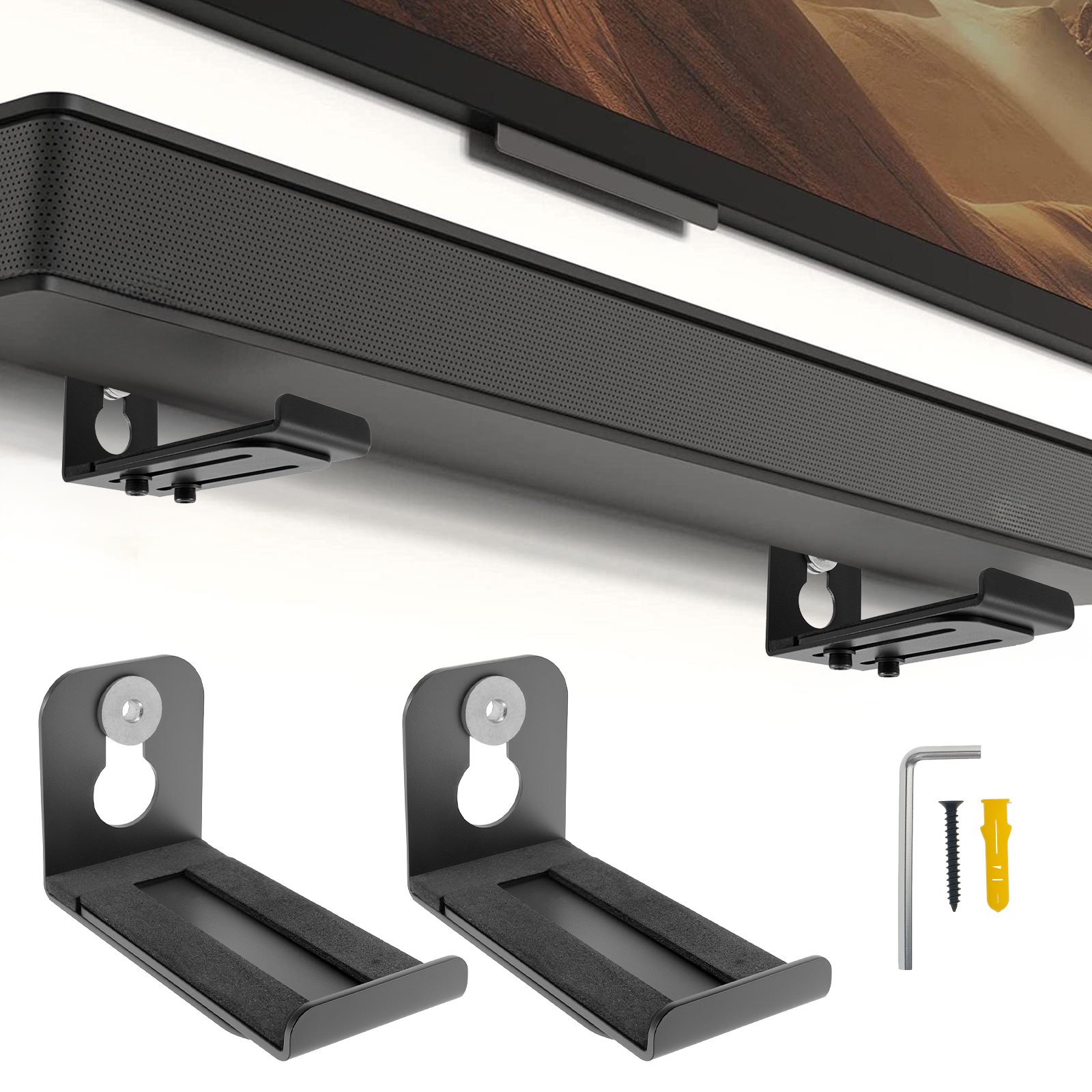 Home Decor Solution - 2Pcs Soundbar Speaker Stands Wall Mount