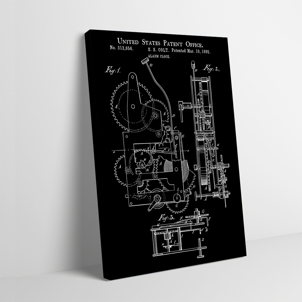 Home Decor Interior - Alarm Clock Patent Poster Customizable Printed