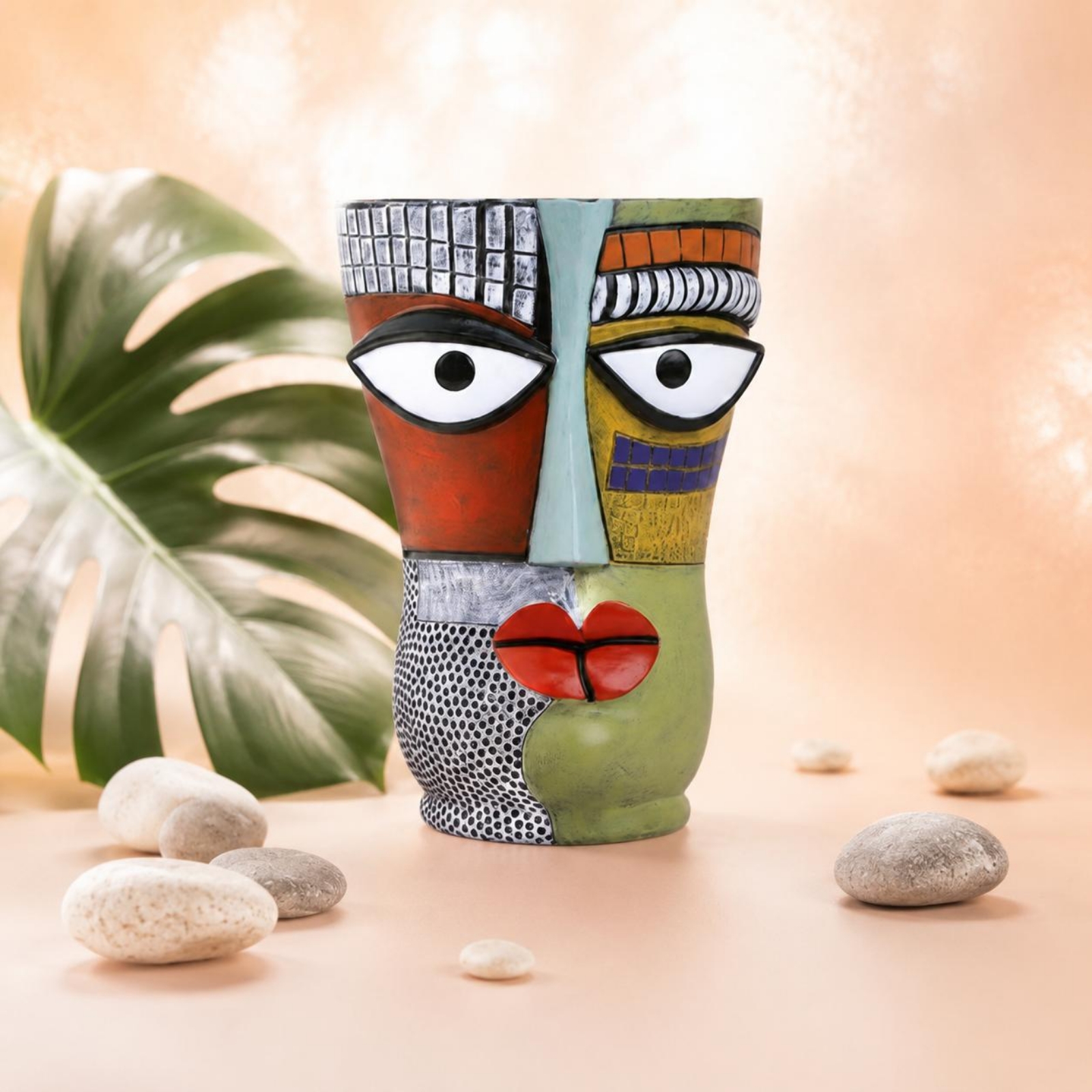 Home Decor Design Ideas - Abstract Face Planter Artistic Design Colorful