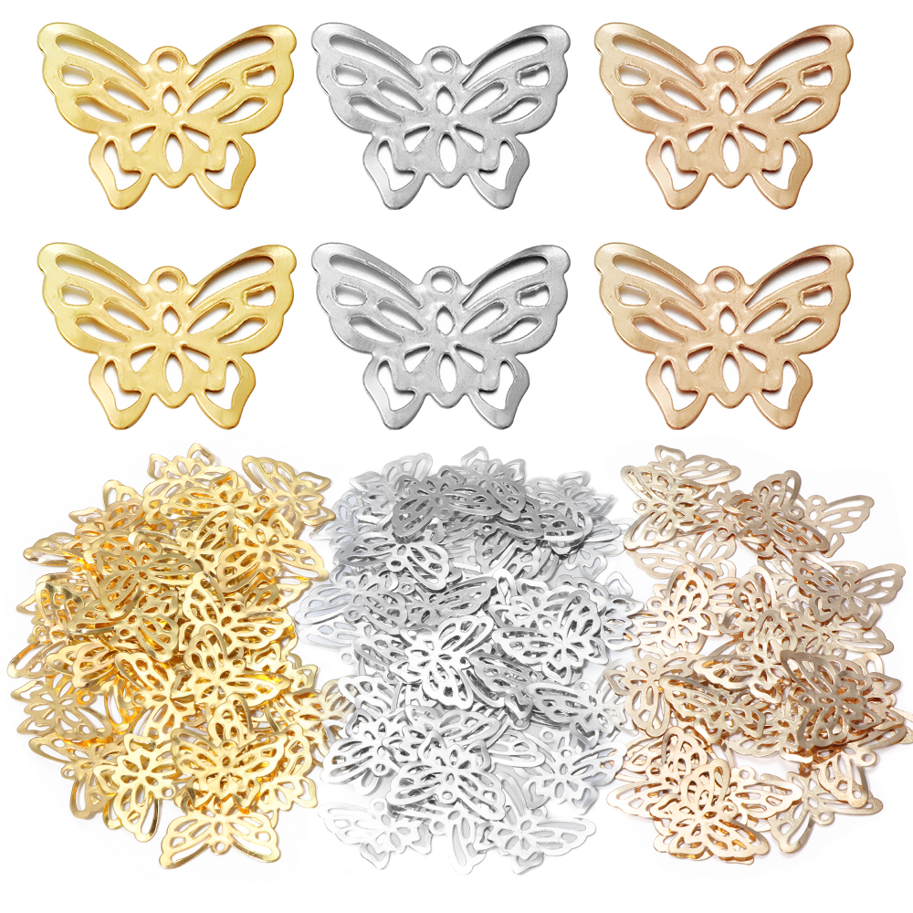 Home Decor Solution - 50pcs/lot 12X10/21X17mm Iron Hollow Butterfly Charms