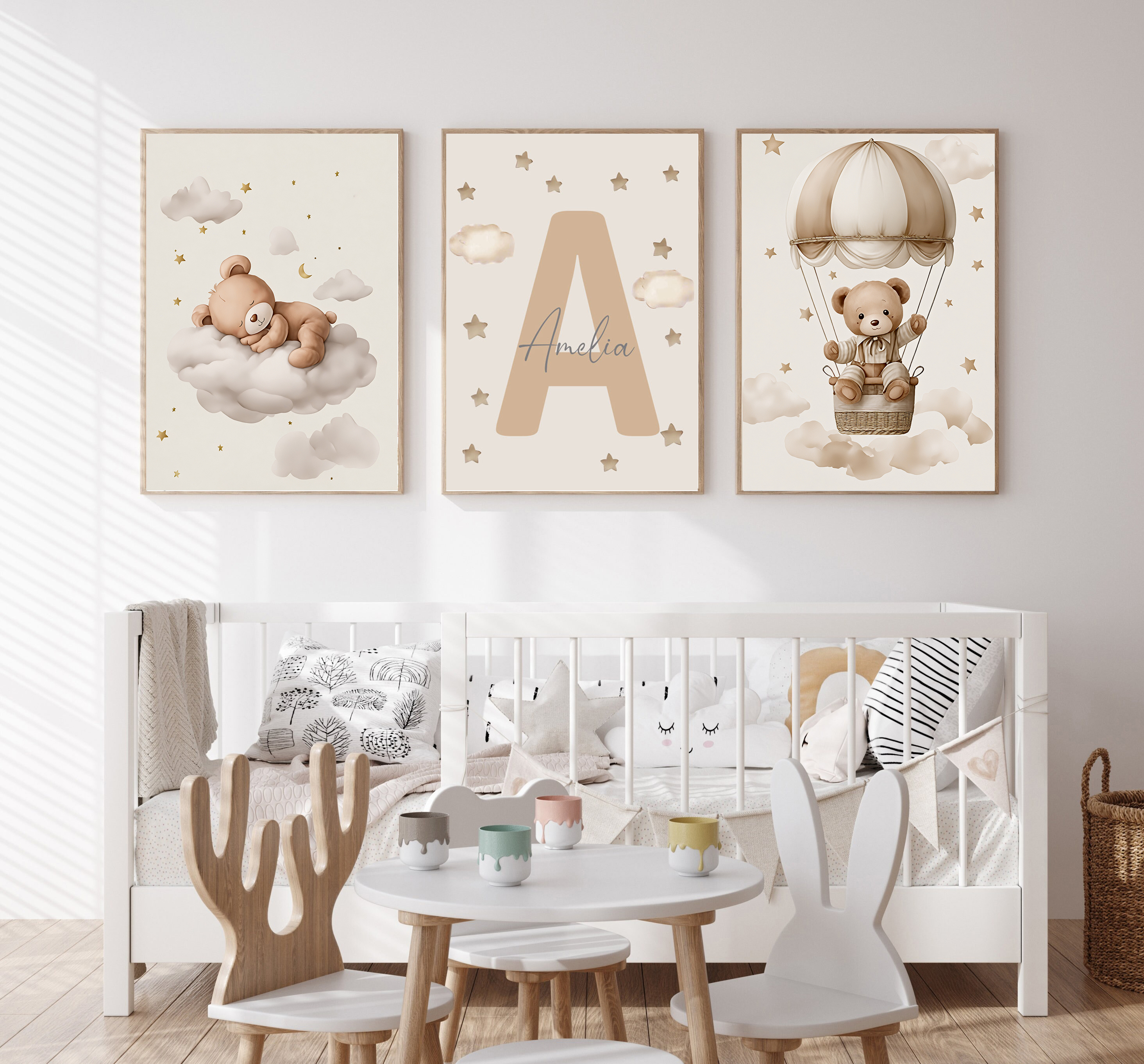Home Decor Canvas - 3pcs/set Bohemian Teddy Bear Animal Custom