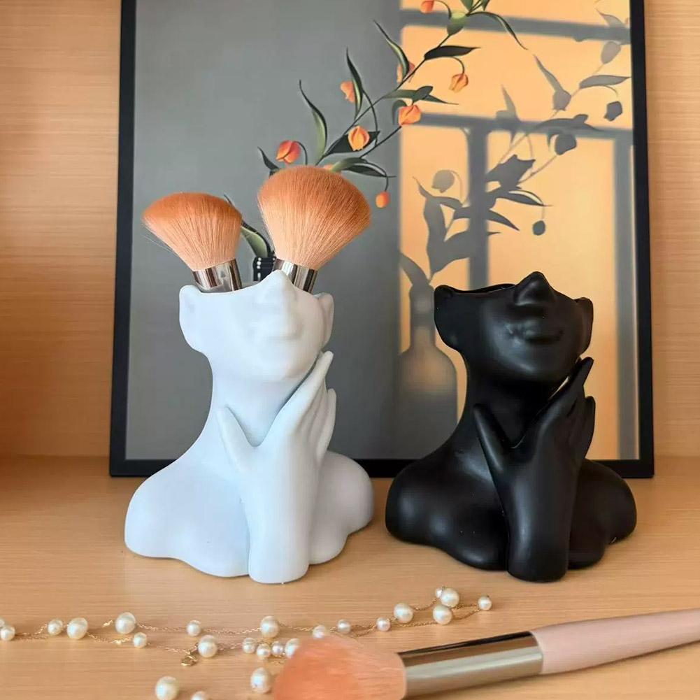 Home Decor Quirky - Female Bust Figurine Vase Makeup Brush