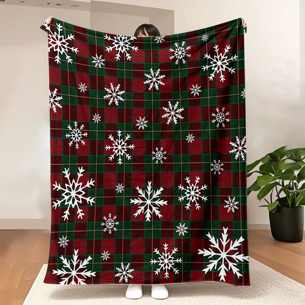 Xmas Plaid Fleece Blanket With - Home Decor Design Ideas 评论和价格