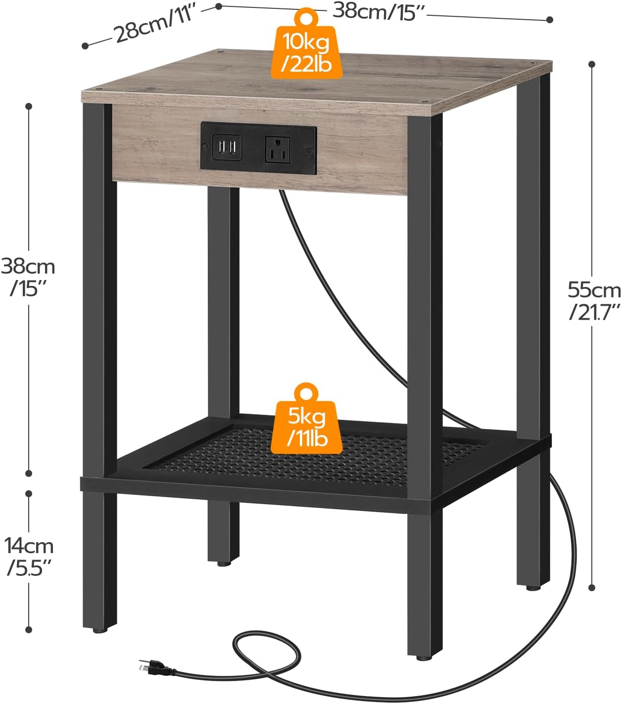 Side Table with Charging Stati - Home Decor Outlet 评论和价格