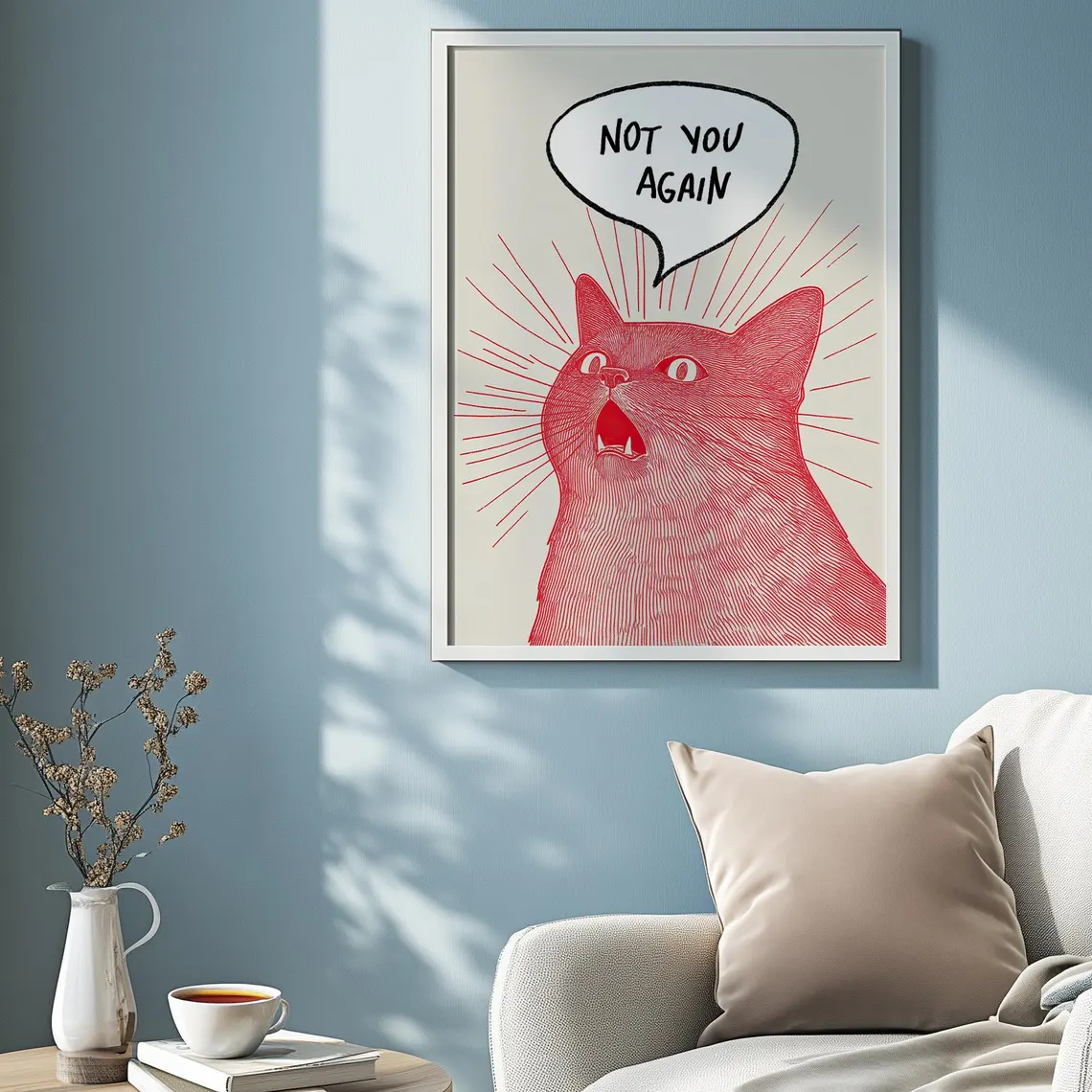 Not You Again Cat Poster, Funn - Home Decor Quirky 评论和价格