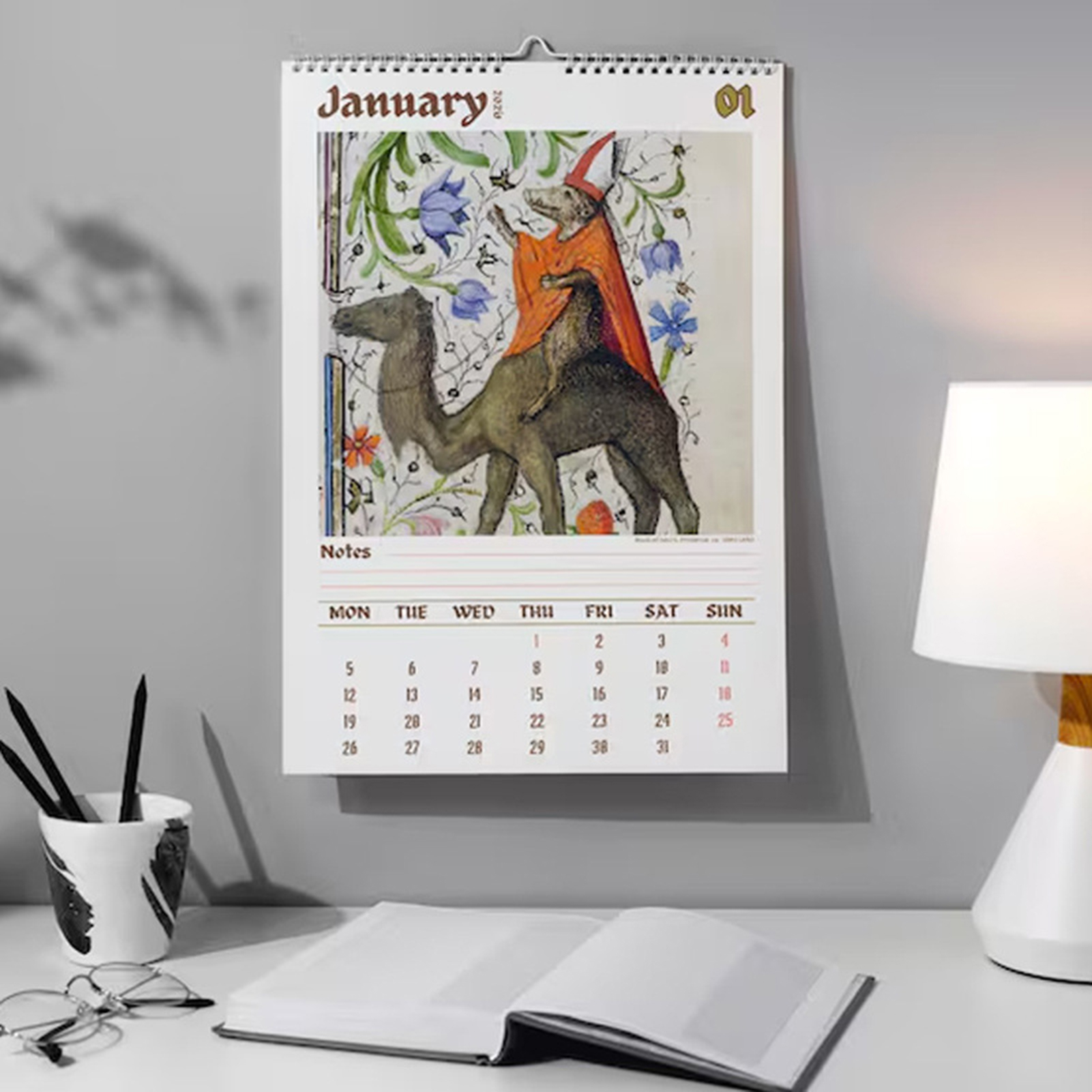 2026 Wall Calendar with Mediev - Home Decor Medieval 评论和价格