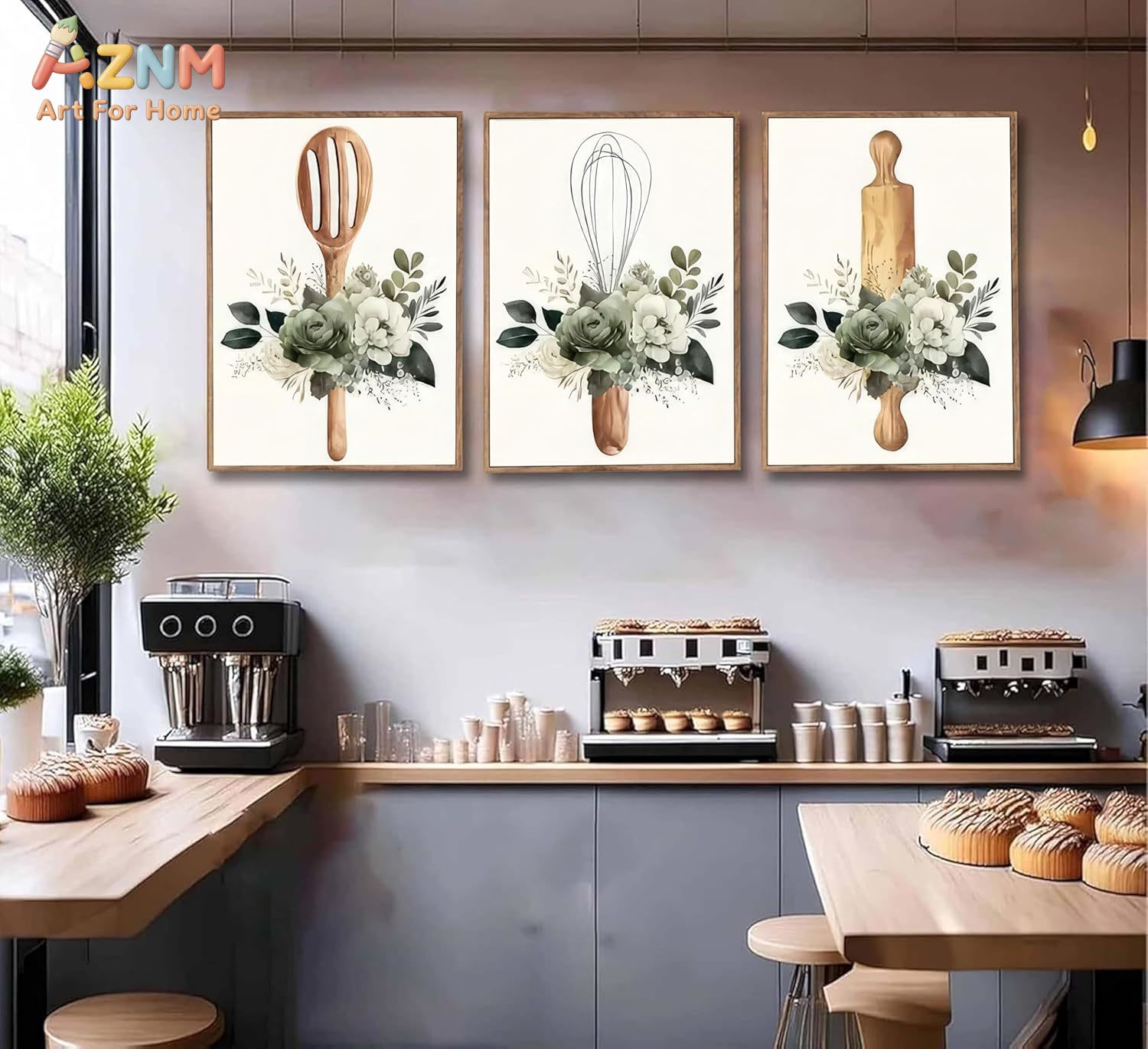 AZNM Kitchen Utensils Floral C - Home Decor Green 评论和价格