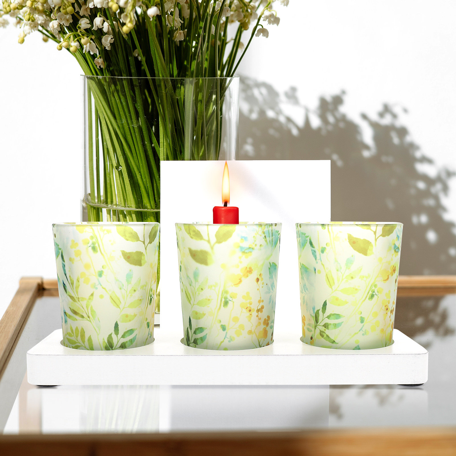 3 Pcs C Holders Glass Scented  - Home Decor Green 评论和价格