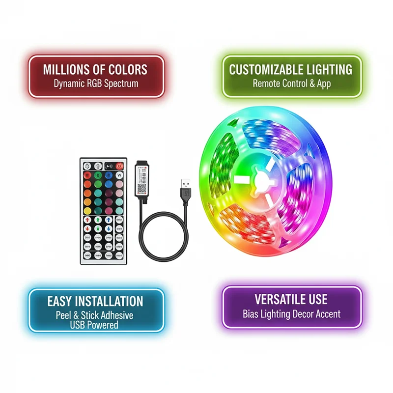 1-20m RGB LED Strip Lights 5V  - Home Decor App Free 评论和价格