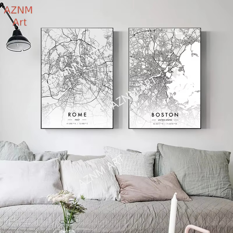 City Map Artwork Poster Paris  - Home Decor New York 评论和价格