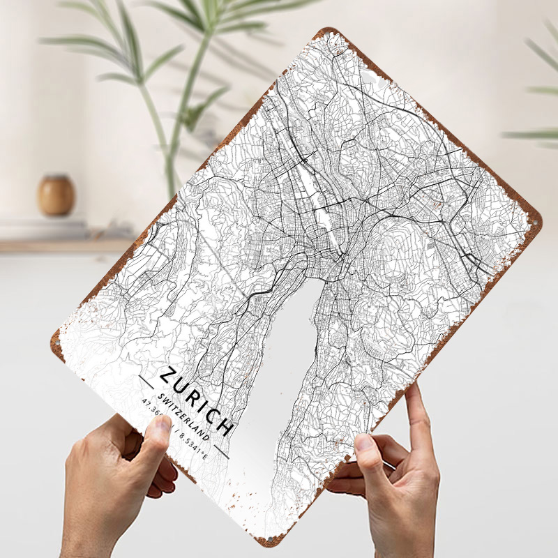 Zurich Switzerland Tin Sign Wa - Home Decor Zurich 评论和价格