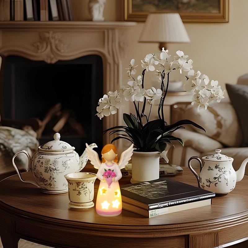 Candlestick Lamp Angel Statue  - Home Decor Resin 评论和价格