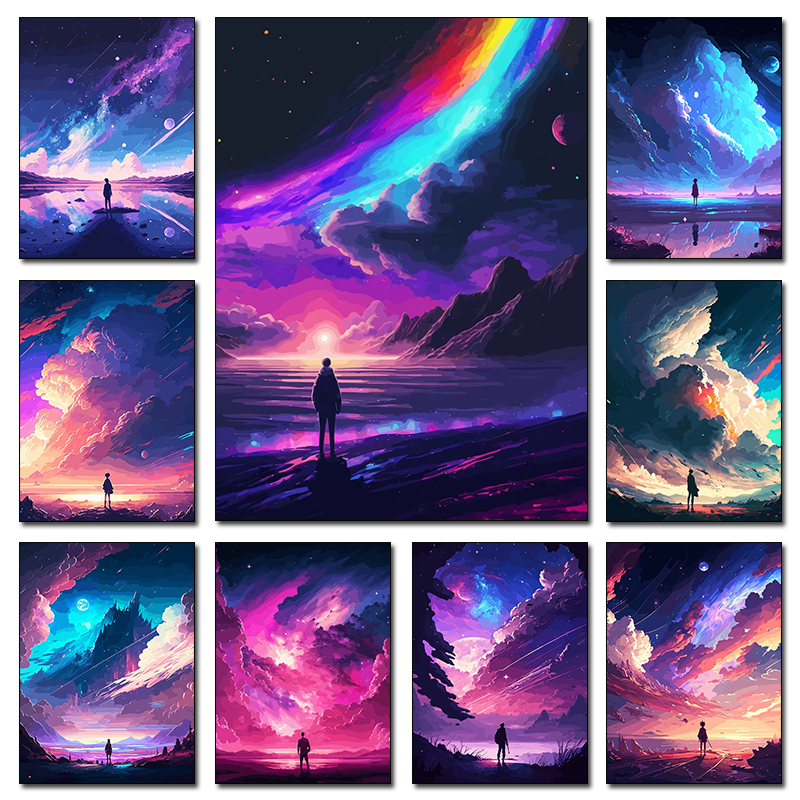 Colorful Fantasy Space Vector  - Home Decor Vector 评论和价格
