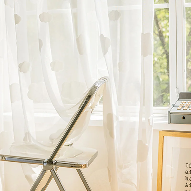 White Cloud Pattern Sheer Curt - Home Decor Window Blinds 评论和价格