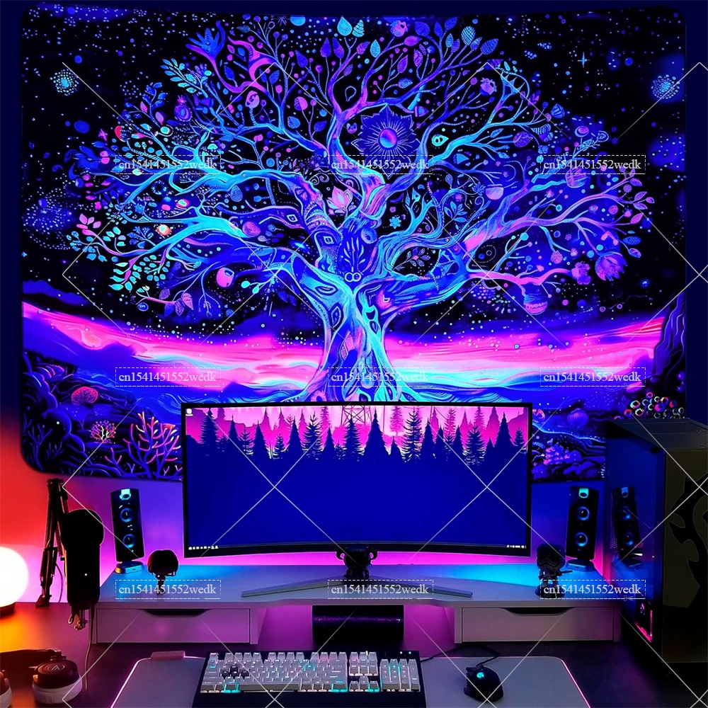 Blacklight Tree Life Tapestry  - Home Decor Quirky 评论和价格