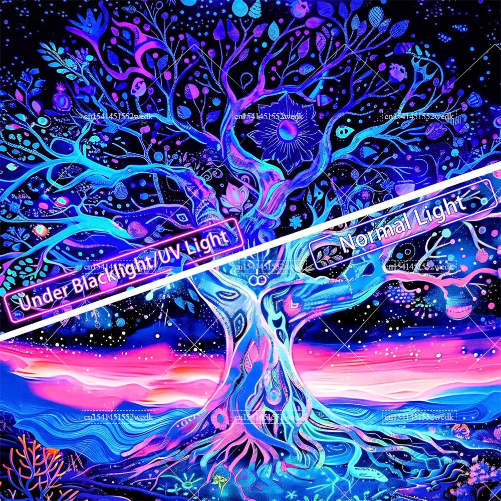 Blacklight Tree Life Tapestry  - Home Decor Quirky 评论和价格