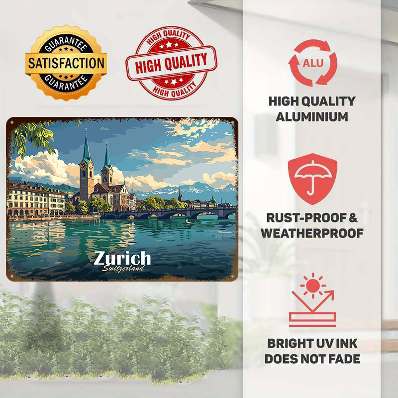 Zurich Cityscape Tinplate Post - Home Decor Zurich 评论和价格