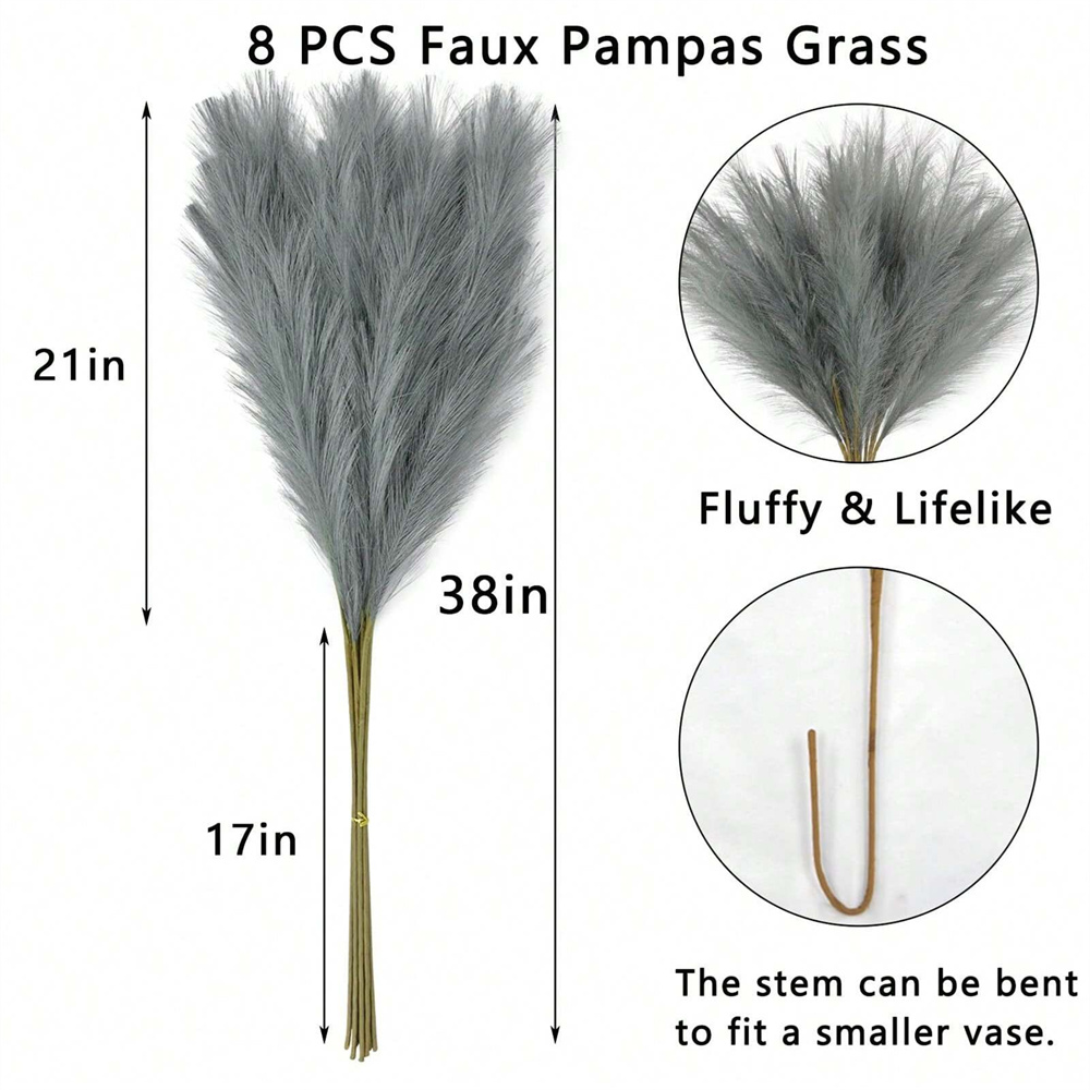 5/10/20pcs Grey Artificial Ree - Pampas Grass Decor 评论和价格