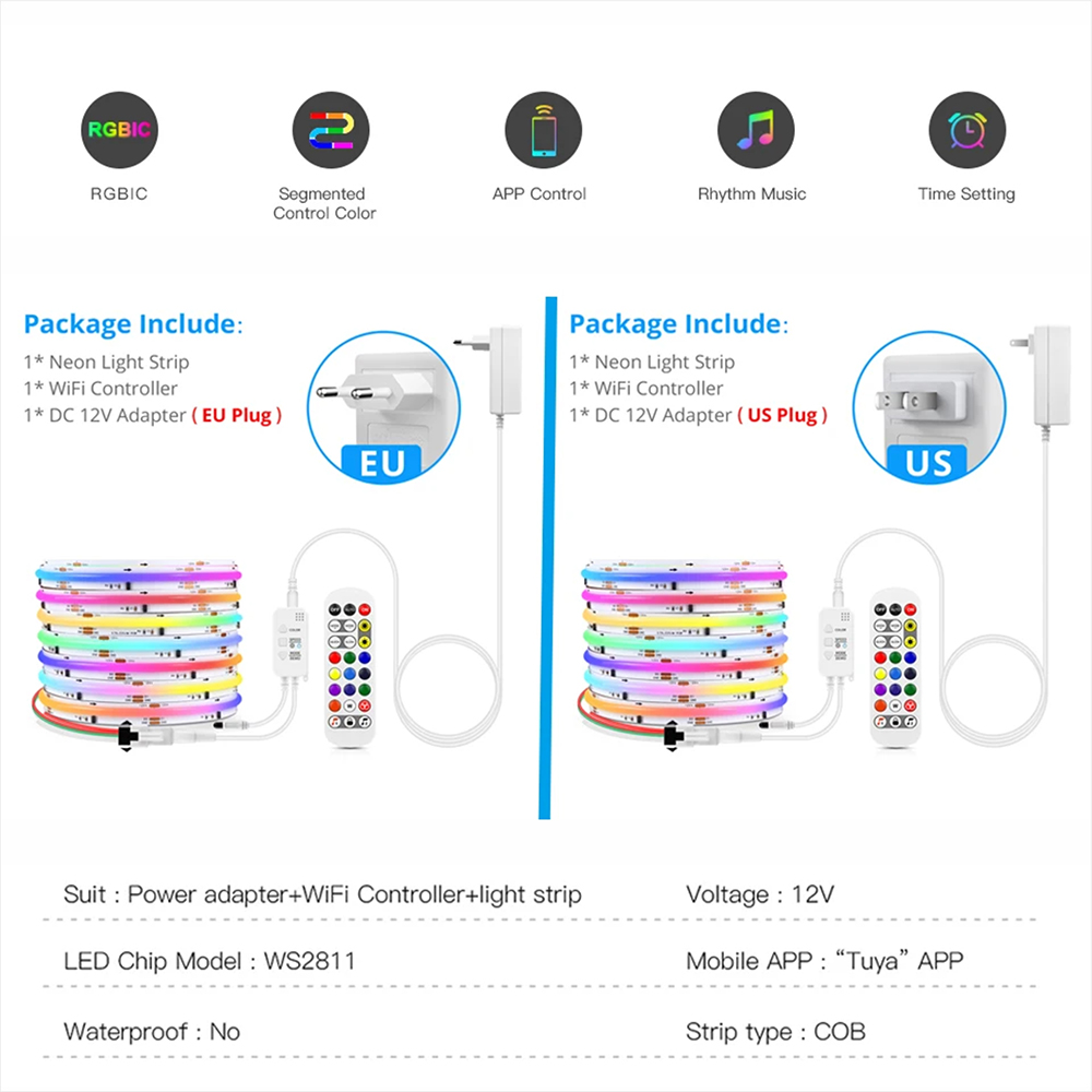 Tuya WiFi WS2811 RGBIC COB LED - Home Decor App Free 评论和价格