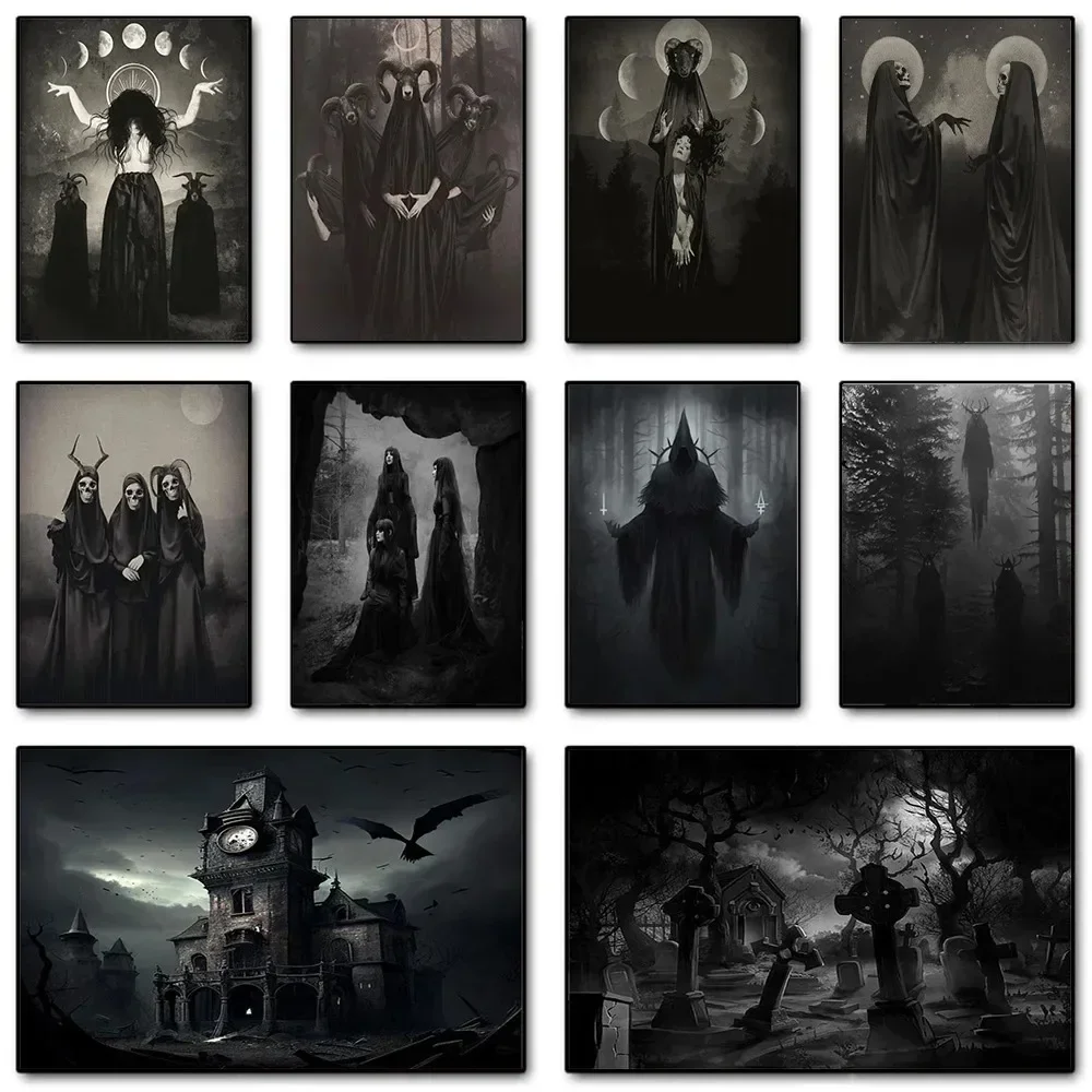 Dark Academia Art Black Death  - Home Decor Quirky 评论和价格