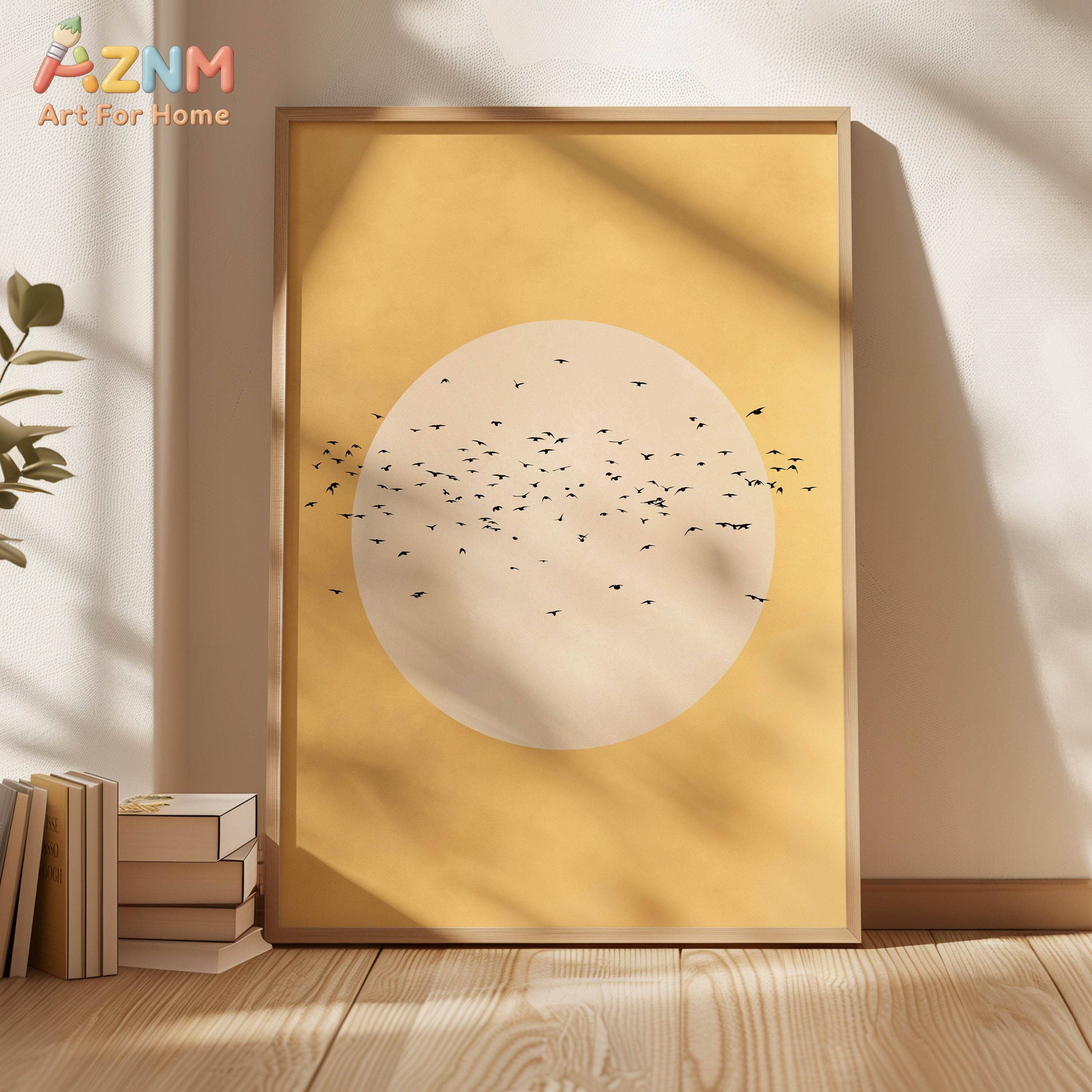 Sage Green Yellow Flock of Bir - Home Decor Green 评论和价格