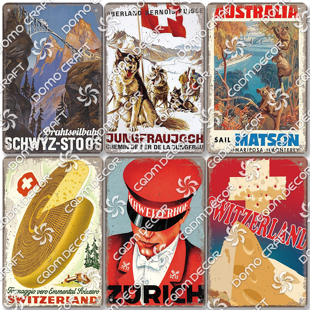 Switzerland Scenery Plaque Tin - Home Decor Zurich 评论和价格
