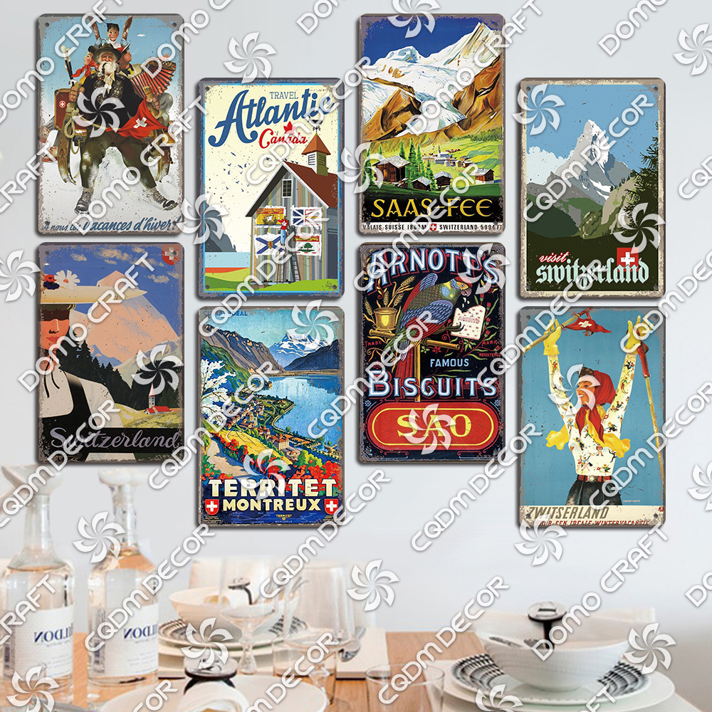 Switzerland Scenery Plaque Tin - Home Decor Zurich 评论和价格