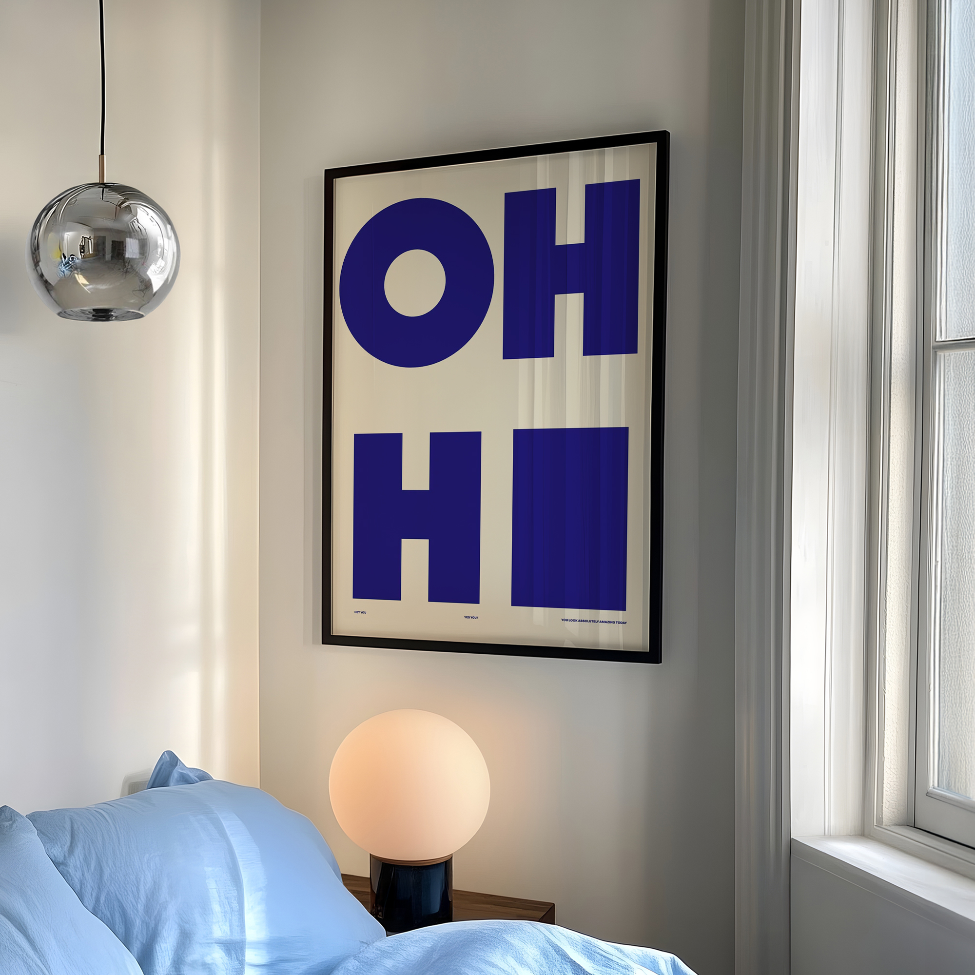 Modern,Minimalist OH HI Blue W - Home Decor Solution 评论和价格