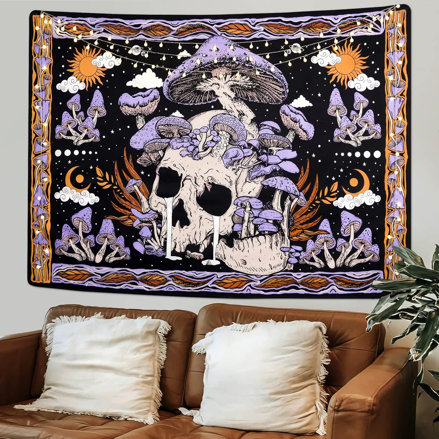 Trippy Purple Mushroom Skull T - Home Decor Quirky 评论和价格