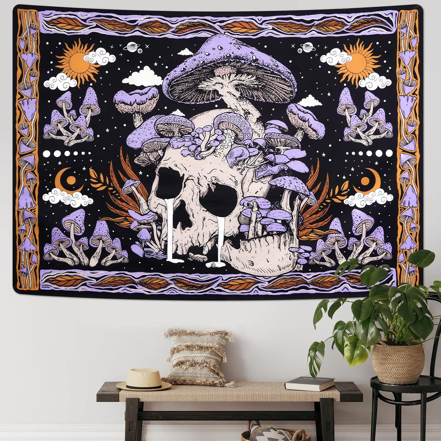 Trippy Purple Mushroom Skull T - Home Decor Quirky 评论和价格