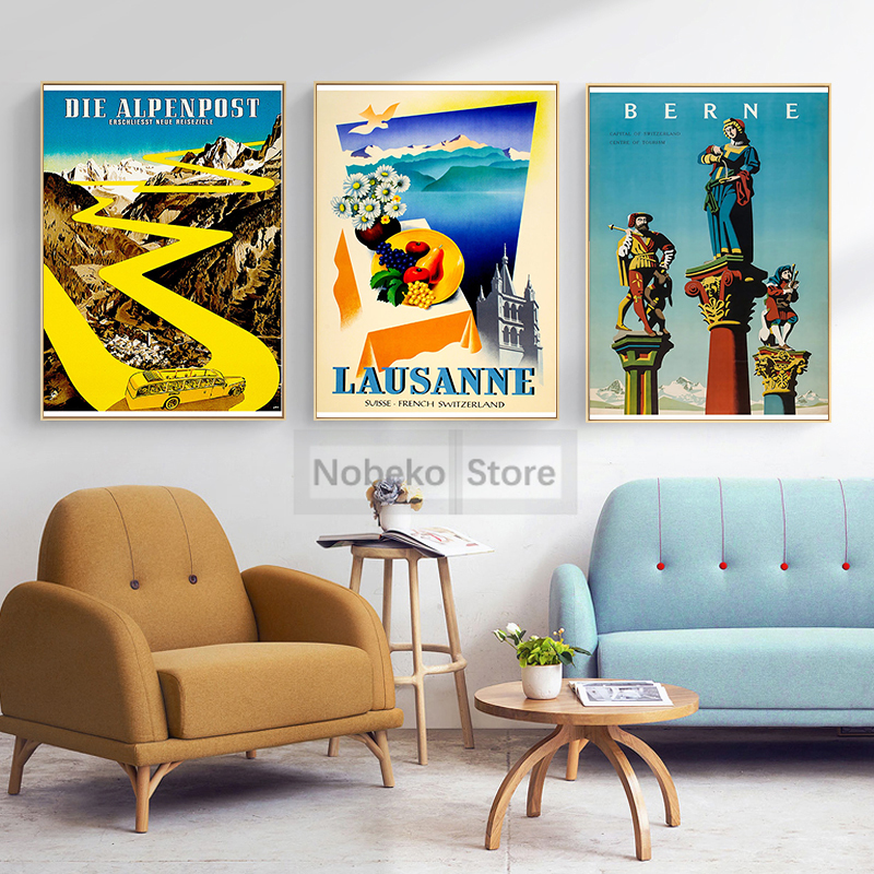 Switzerland Vintage Travel Pos - Home Decor Zurich 评论和价格