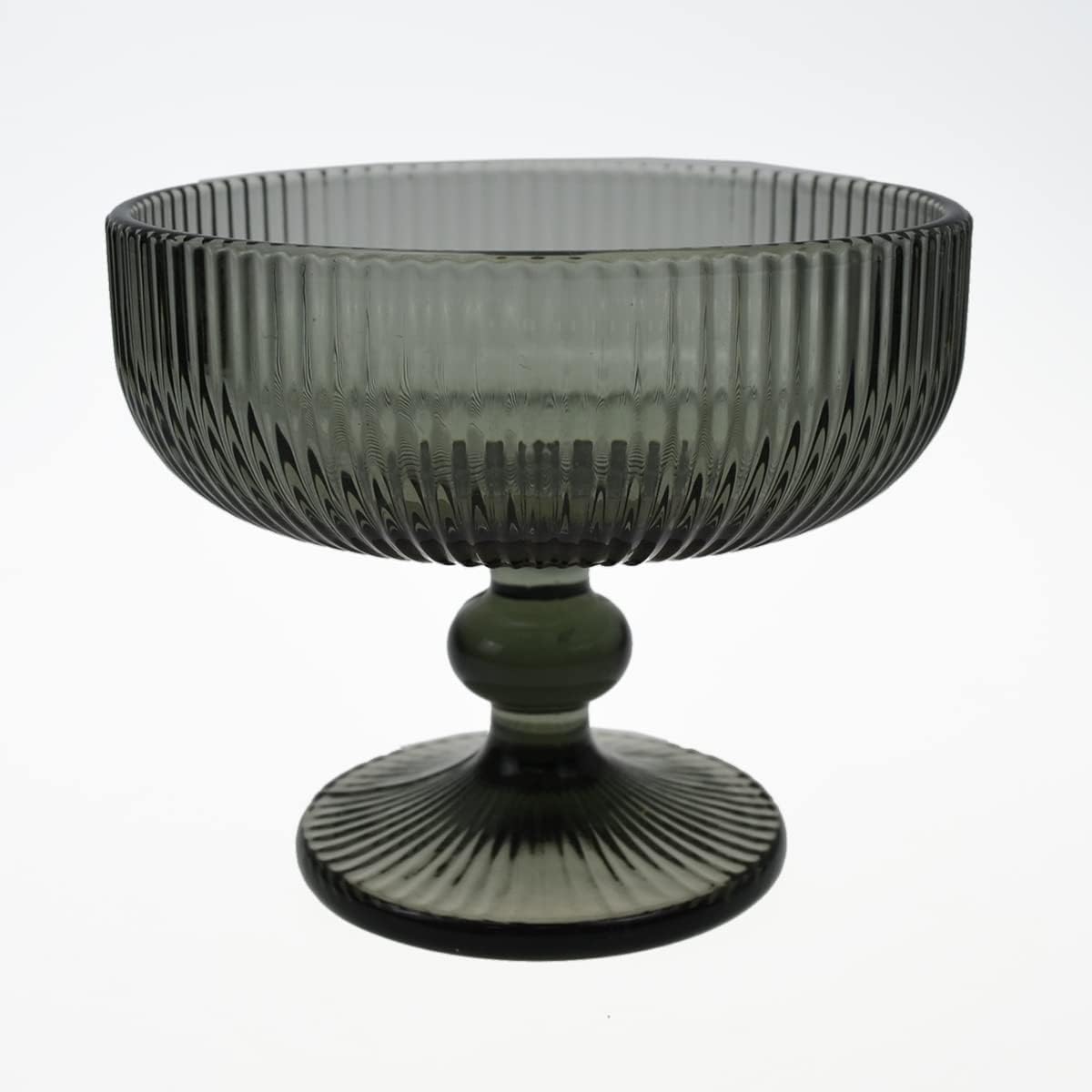 Vintage Ribbed Glass Dessert B - Home Decor Green 评论和价格