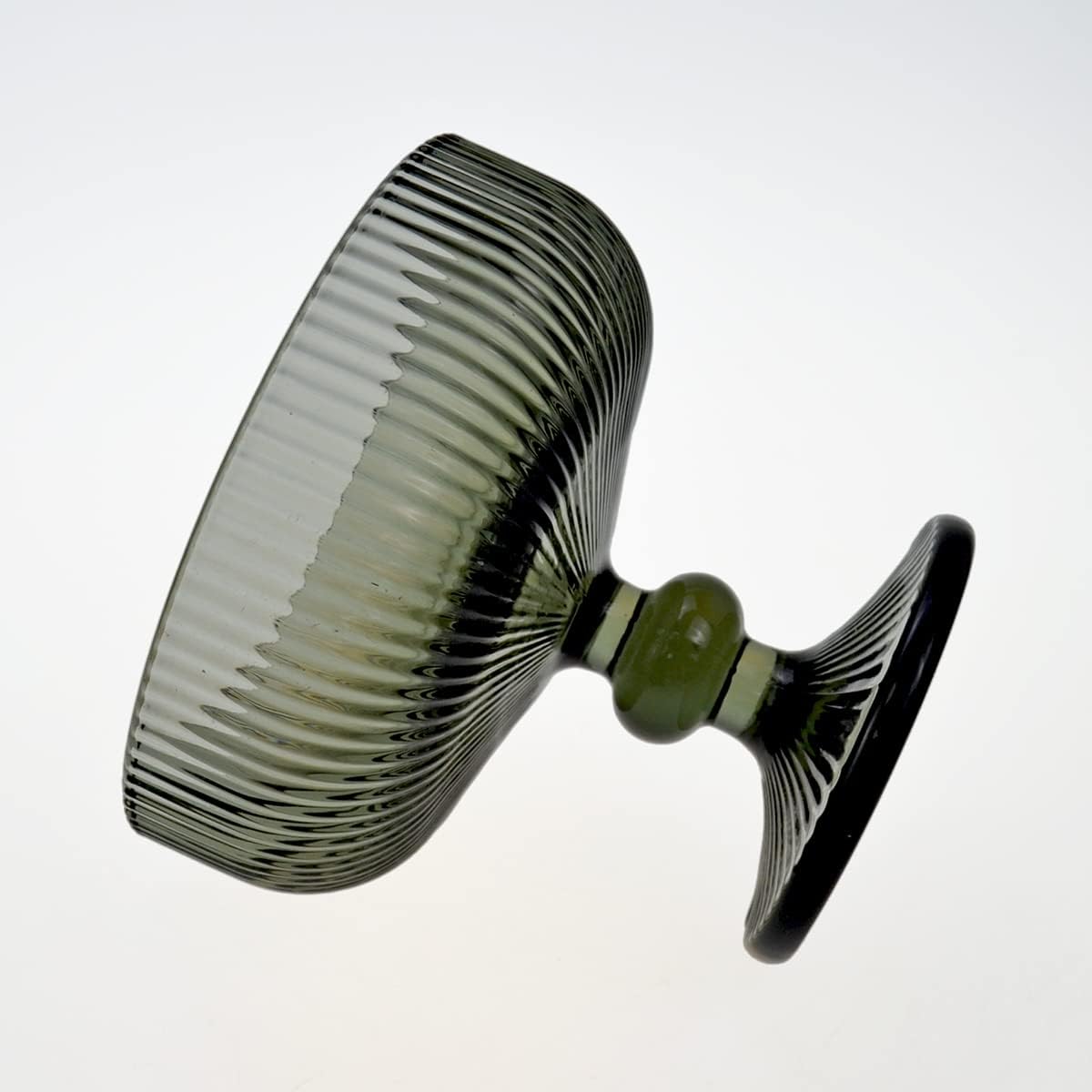 Vintage Ribbed Glass Dessert B - Home Decor Green 评论和价格