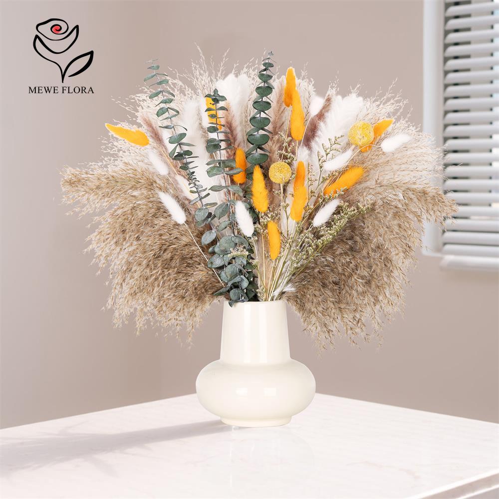 65Pcs Orange Pampas Grass Bouq - Pampas Grass Decor 评论和价格